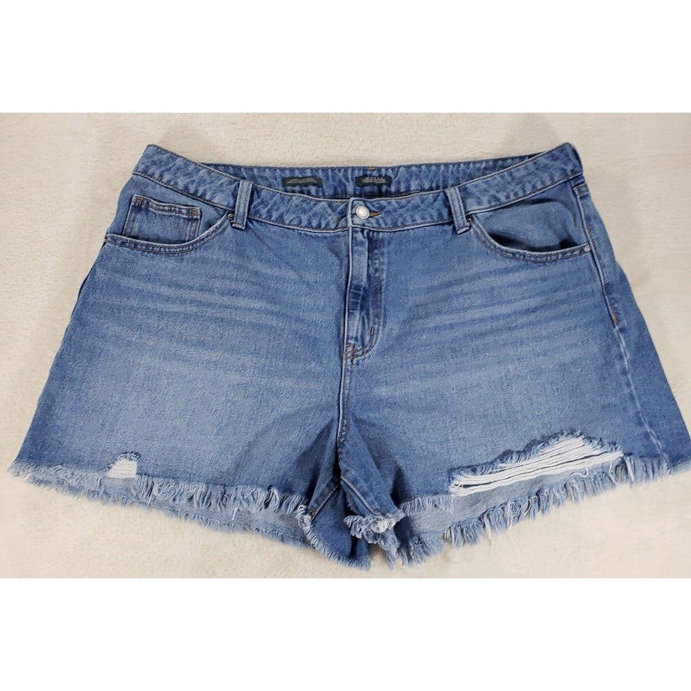 Wild Fable Womens Mid Rise Cutoff Shorts 18 Blue Distressed Cotton Blend